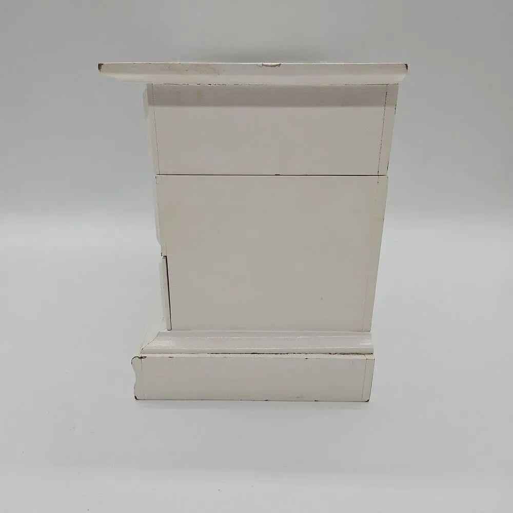 Wooden Jewelry Box White And Gold Filigree Velvet Lined